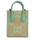 Mini Top Handle, &pound;510, Handbags, Cream/Green, Canvas/Leather, Back view
